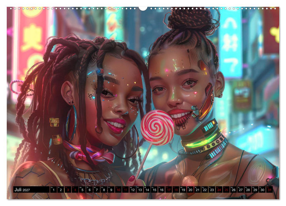 Cyberpunk - Hochtechnisierte Neonwelt (CALVENDO Premium Wandkalender 2027)