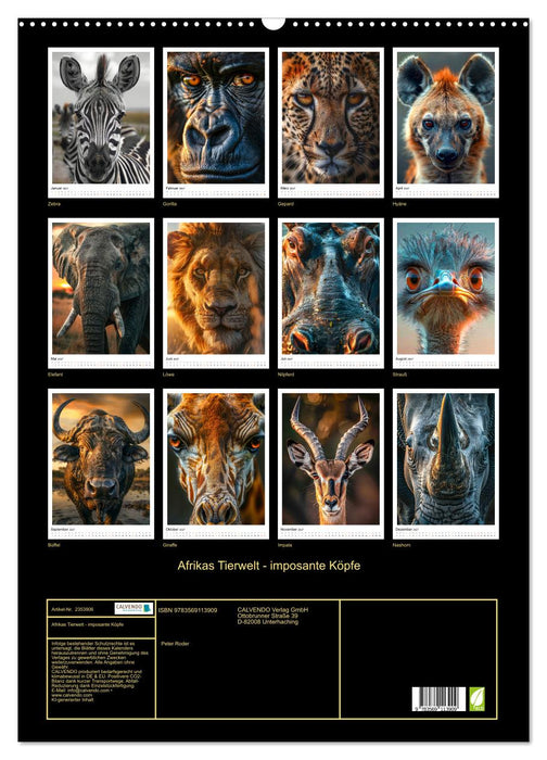 Afrikas Tierwelt - imposante Köpfe (CALVENDO Wandkalender 2027)