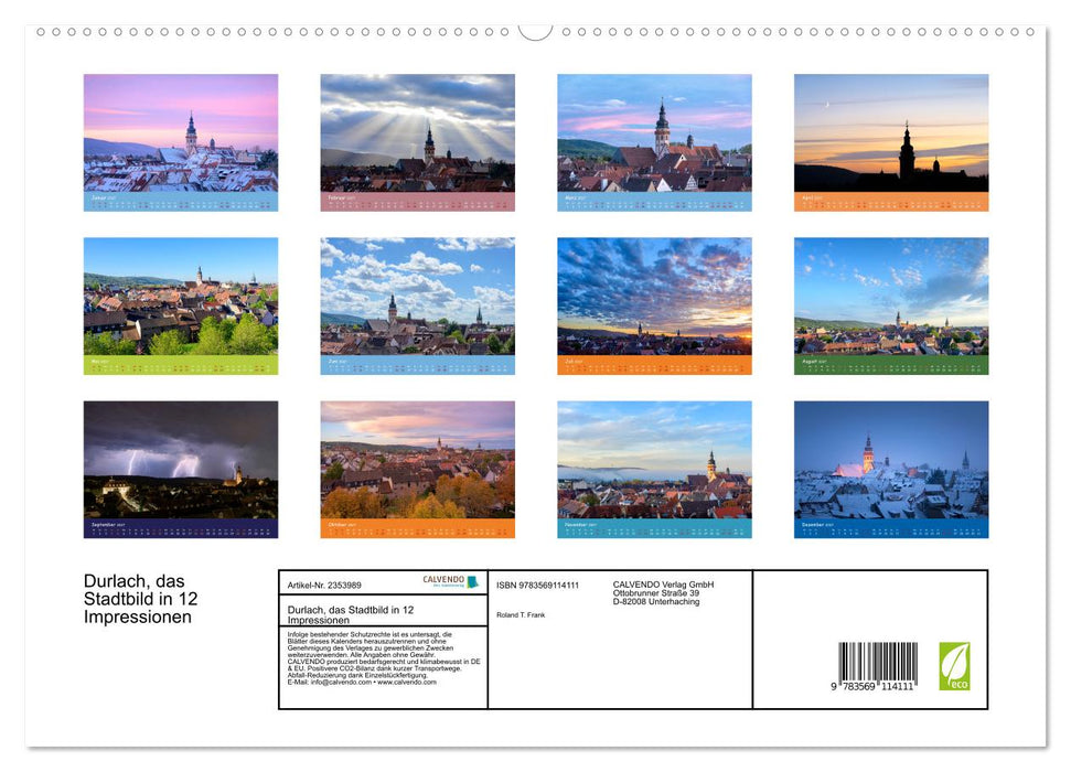 Durlach, das Stadtbild in 12 Impressionen (CALVENDO Premium Wandkalender 2027)