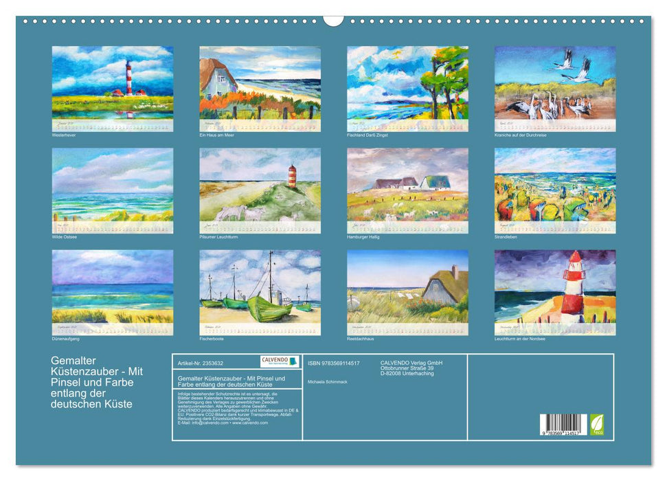 Gemalter Küstenzauber - Mit Pinsel und Farbe entlang der deutschen Küste (CALVENDO Wandkalender 2027)