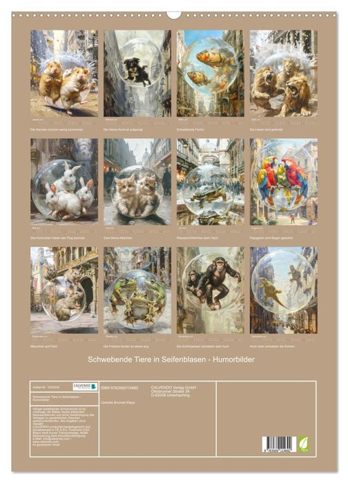 Schwebende Tiere in Seifenblasen - Humorbilder (CALVENDO Wandkalender 2027)