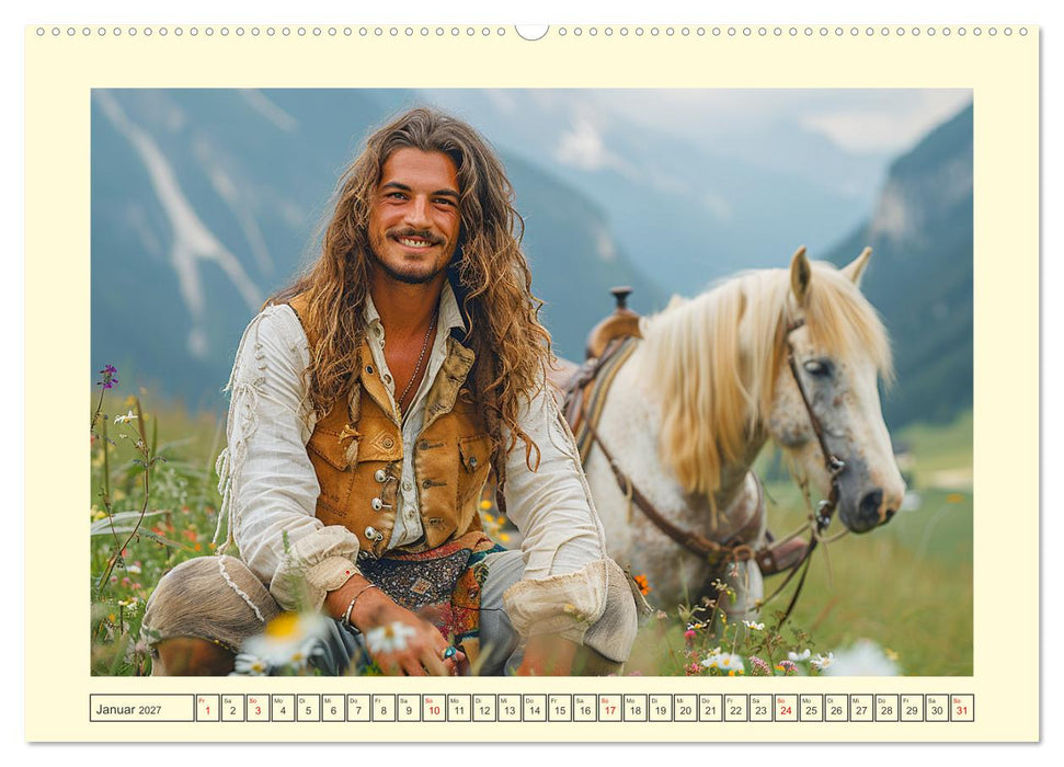 Leben auf der Alm. Junge Männer im Einklang mit der Natur (CALVENDO Premium Wandkalender 2027)