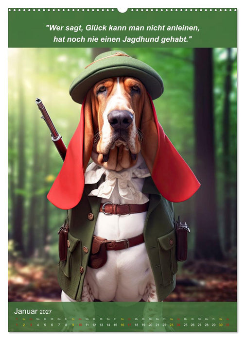 Lustige Jagdhunde mit Jägerlatein (CALVENDO Premium Wandkalender 2027)
