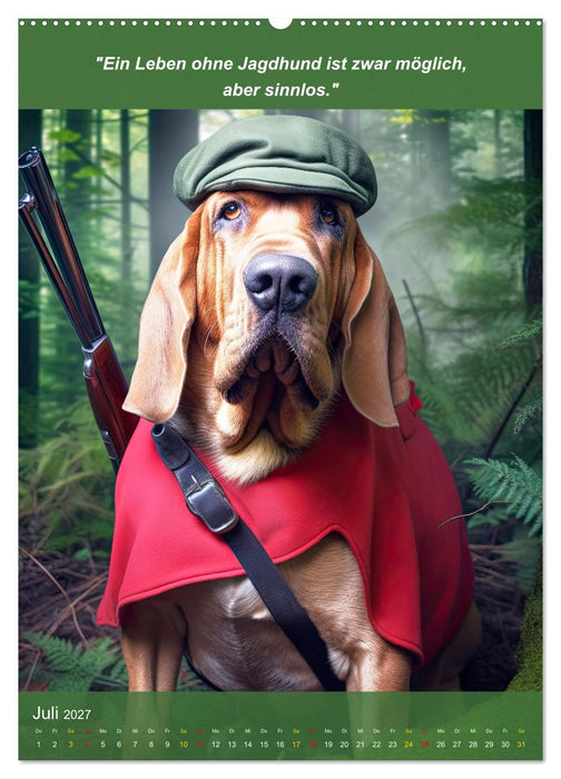 Lustige Jagdhunde mit Jägerlatein (CALVENDO Premium Wandkalender 2027)