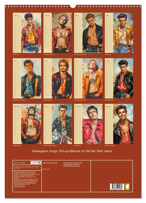 Verwegene Jungs. Pin-up-Männer im Stil der 50er Jahre (CALVENDO Wandkalender 2027)