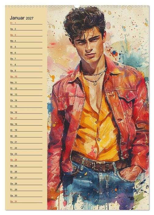 Verwegene Jungs. Pin-up-Männer im Stil der 50er Jahre (CALVENDO Wandkalender 2027)