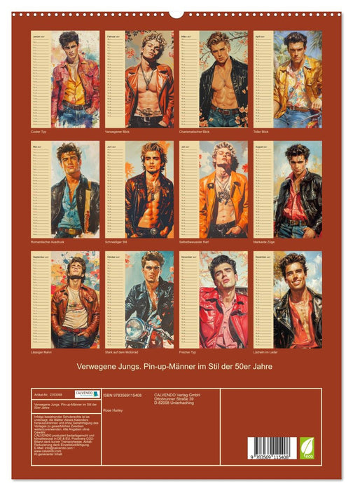 Verwegene Jungs. Pin-up-Männer im Stil der 50er Jahre (CALVENDO Premium Wandkalender 2027)