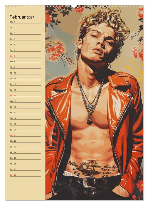 Verwegene Jungs. Pin-up-Männer im Stil der 50er Jahre (CALVENDO Premium Wandkalender 2027)