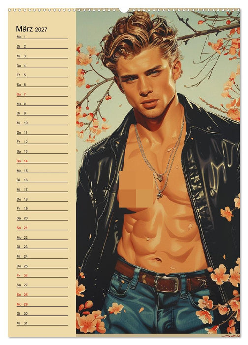 Verwegene Jungs. Pin-up-Männer im Stil der 50er Jahre (CALVENDO Premium Wandkalender 2027)