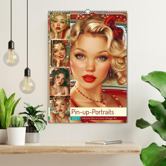 Pin-up-Portraits. Hübsche Girls in Comic-Vintage-Art (CALVENDO Wandkalender 2027)