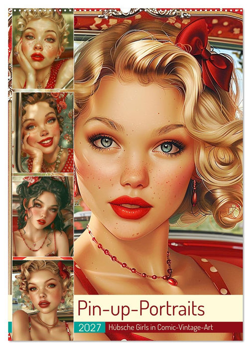 Pin-up-Portraits. Hübsche Girls in Comic-Vintage-Art (CALVENDO Wandkalender 2027)