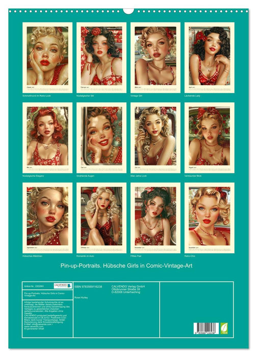 Pin-up-Portraits. Hübsche Girls in Comic-Vintage-Art (CALVENDO Wandkalender 2027)