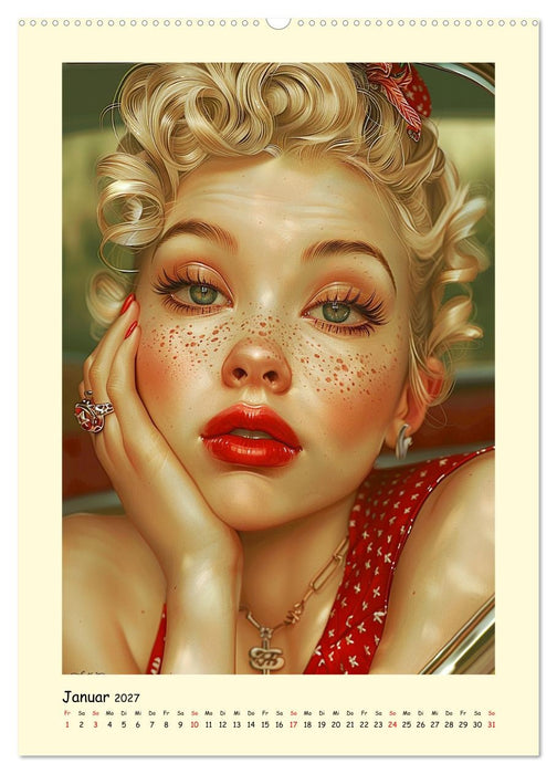 Pin-up-Portraits. Hübsche Girls in Comic-Vintage-Art (CALVENDO Wandkalender 2027)