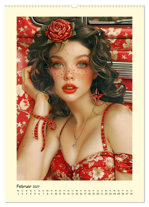 Pin-up-Portraits. Hübsche Girls in Comic-Vintage-Art (CALVENDO Wandkalender 2027)