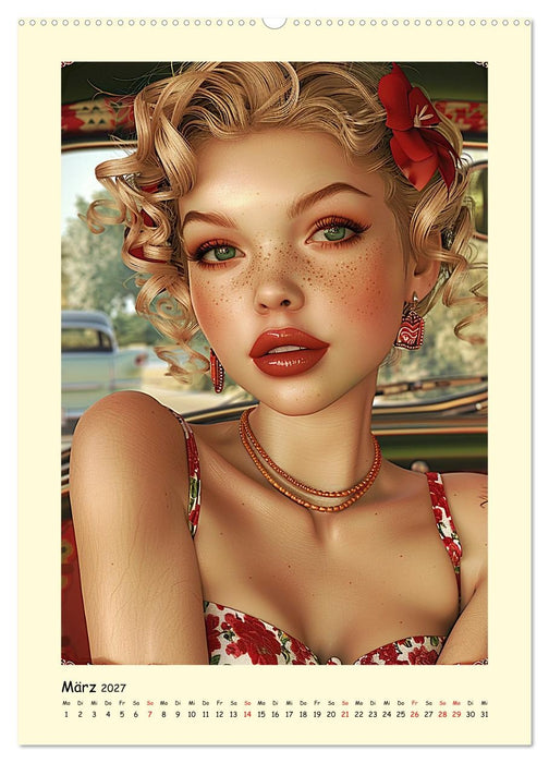 Pin-up-Portraits. Hübsche Girls in Comic-Vintage-Art (CALVENDO Wandkalender 2027)