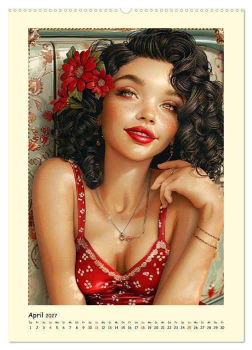 Pin-up-Portraits. Hübsche Girls in Comic-Vintage-Art (CALVENDO Wandkalender 2027)