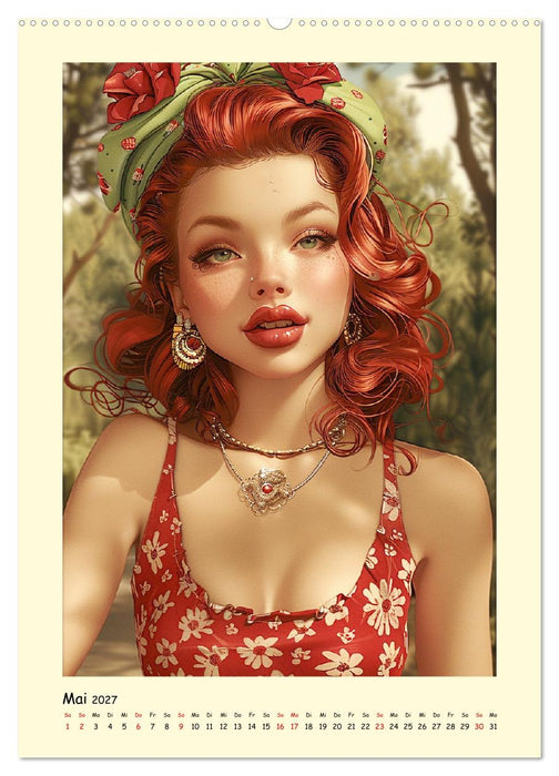 Pin-up-Portraits. Hübsche Girls in Comic-Vintage-Art (CALVENDO Wandkalender 2027)