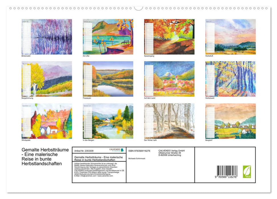 Gemalte Herbstträume - Eine malerische Reise in bunte Herbstlandschaften (CALVENDO Premium Wandkalender 2027)
