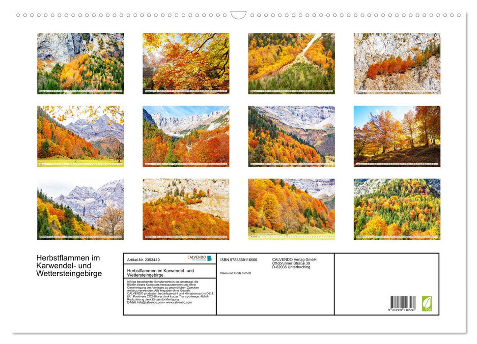 Herbstflammen im Karwendel- und Wettersteingebirge (CALVENDO Wandkalender 2027)