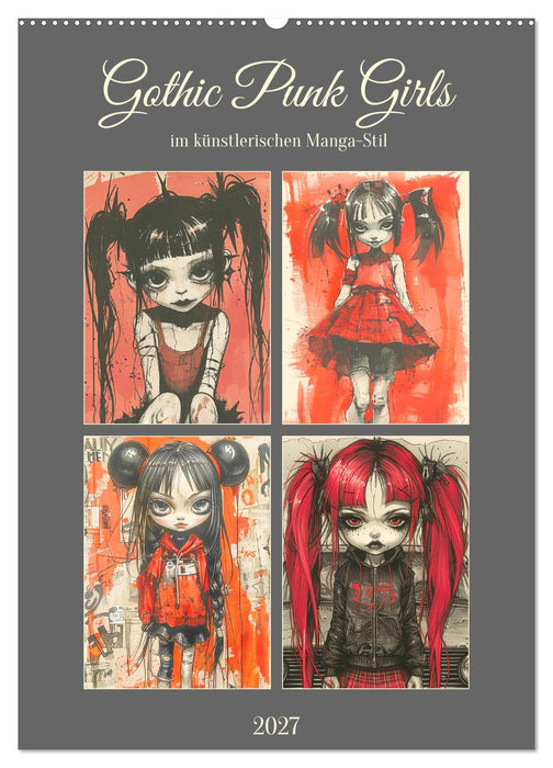 Gothic Punk Girls im künstlerischen Manga-Stil (CALVENDO Wandkalender 2027)