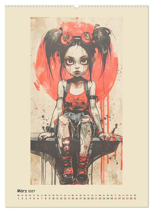 Gothic Punk Girls im künstlerischen Manga-Stil (CALVENDO Wandkalender 2027)