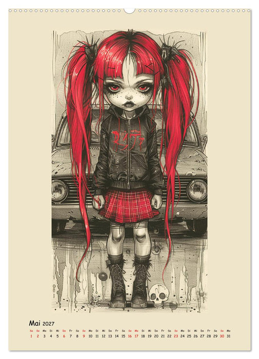 Gothic Punk Girls im künstlerischen Manga-Stil (CALVENDO Wandkalender 2027)
