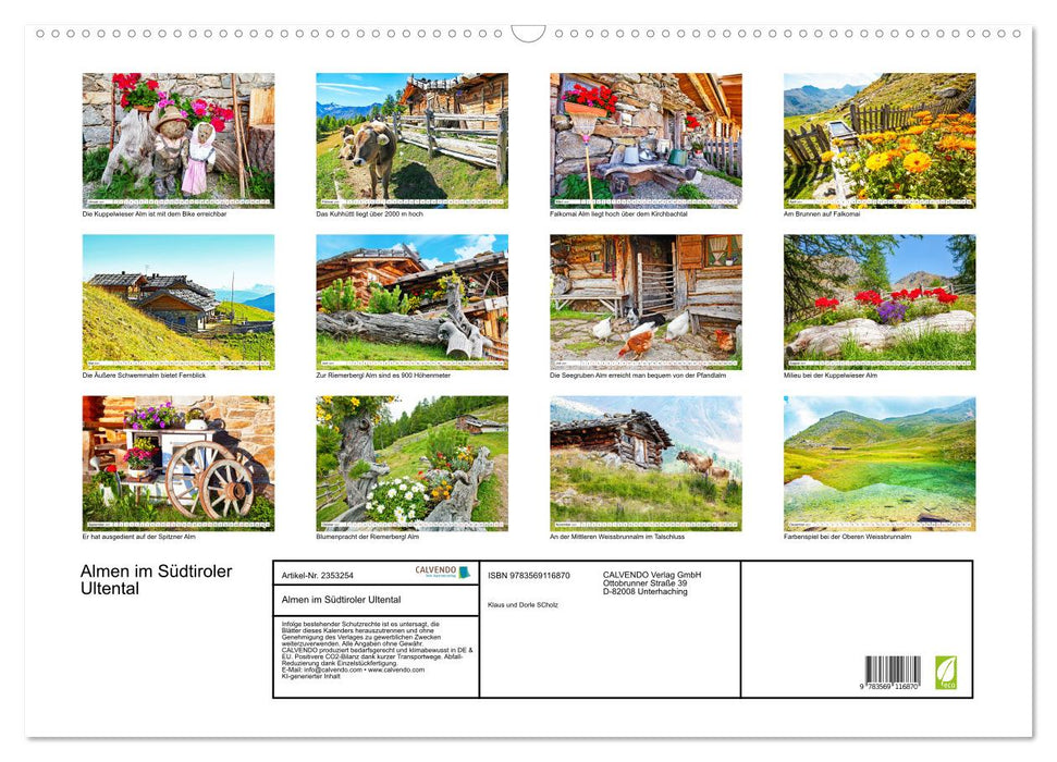 Almen im Südtiroler Ultental (CALVENDO Wandkalender 2027)