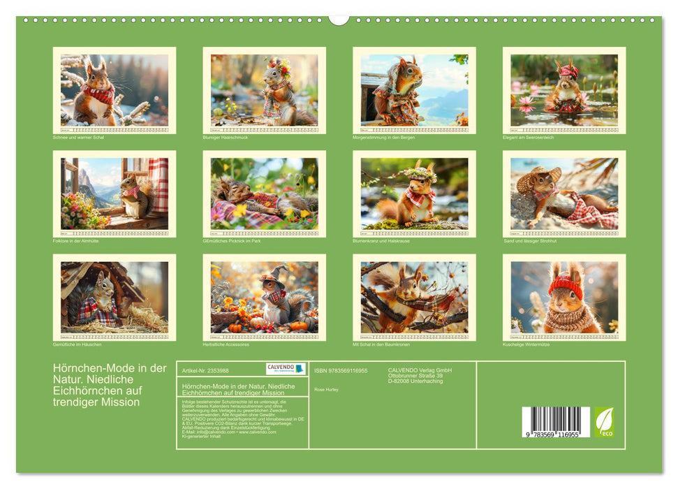 Hörnchen-Mode in der Natur. Niedliche Eichhörnchen auf trendiger Mission (CALVENDO Premium Wandkalender 2027)