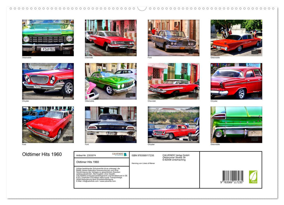 Oldtimer Hits 1960 (CALVENDO Premium Wandkalender 2027)