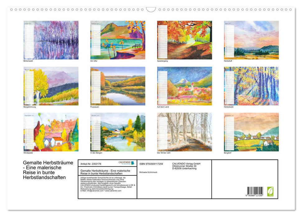 Gemalte Herbstträume - Eine malerische Reise in bunte Herbstlandschaften (CALVENDO Wandkalender 2027)