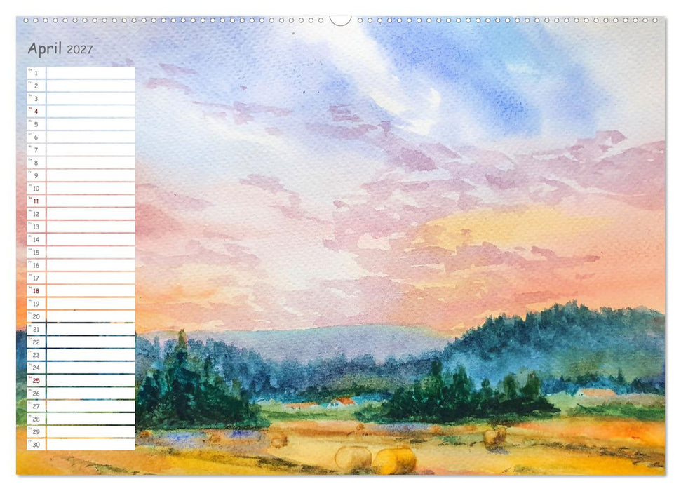 Gemalte Herbstträume - Eine malerische Reise in bunte Herbstlandschaften (CALVENDO Wandkalender 2027)