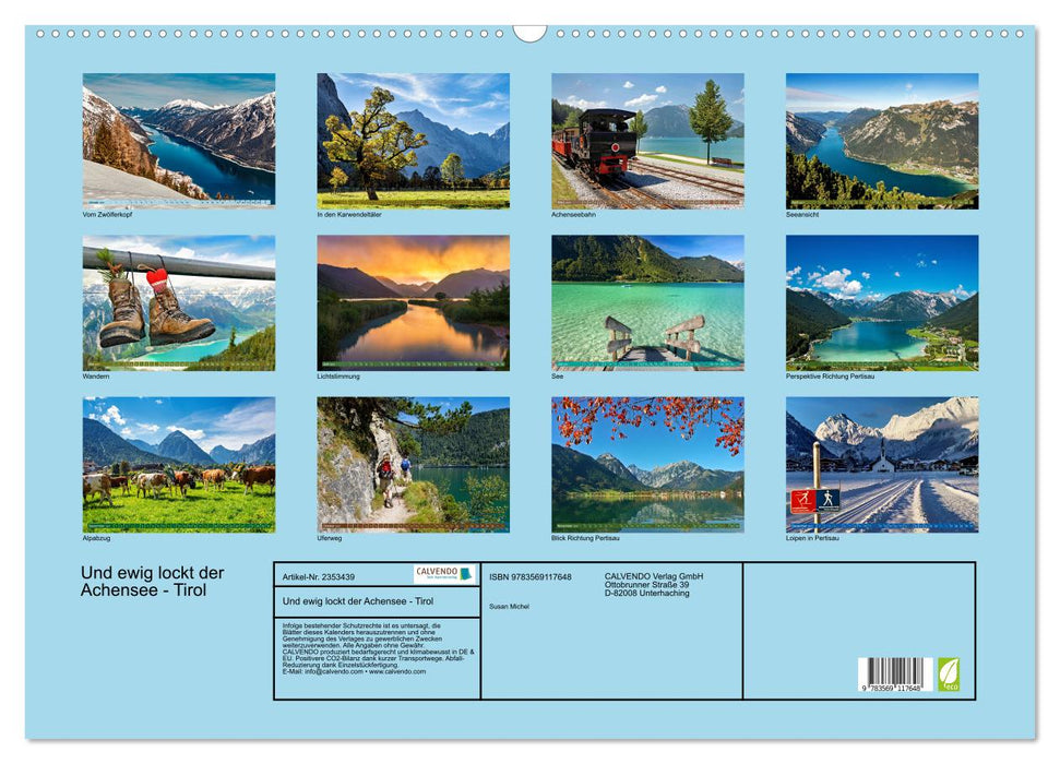 Und ewig lockt der Achensee - Tirol (CALVENDO Wandkalender 2027)