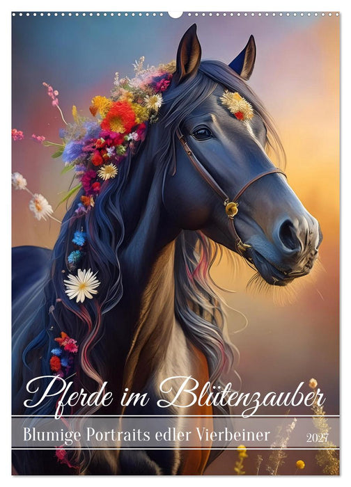 Pferde im Blütenzauber – Blumige Portraits edler Vierbeiner (CALVENDO Wandkalender 2027)