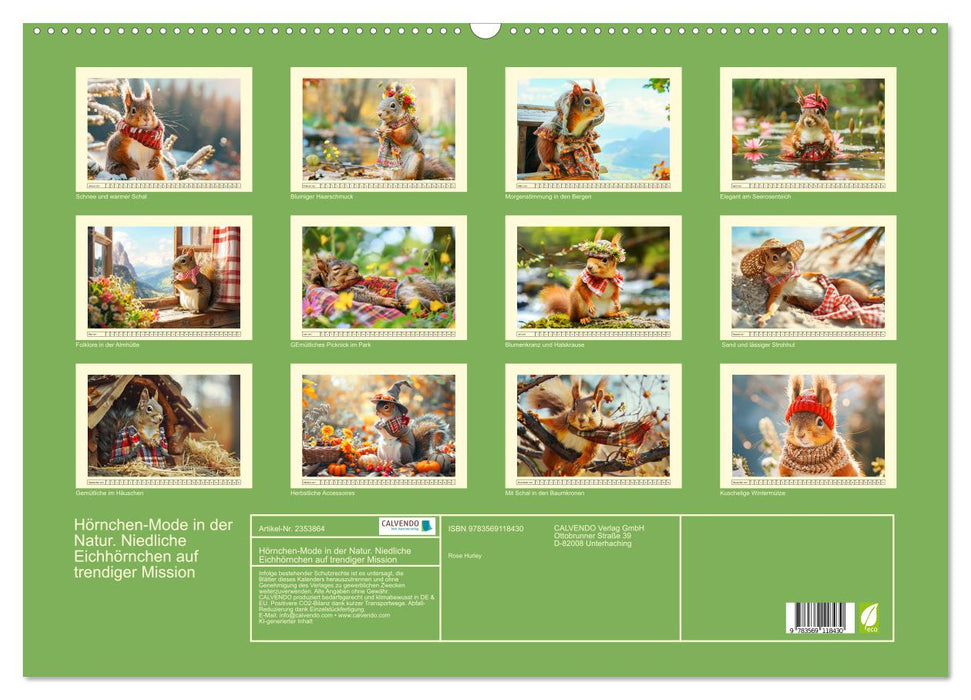 Hörnchen-Mode in der Natur. Niedliche Eichhörnchen auf trendiger Mission (CALVENDO Wandkalender 2027)
