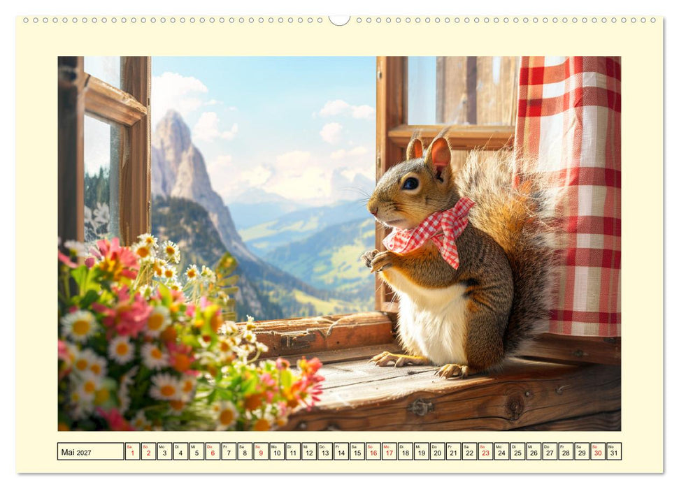 Hörnchen-Mode in der Natur. Niedliche Eichhörnchen auf trendiger Mission (CALVENDO Wandkalender 2027)