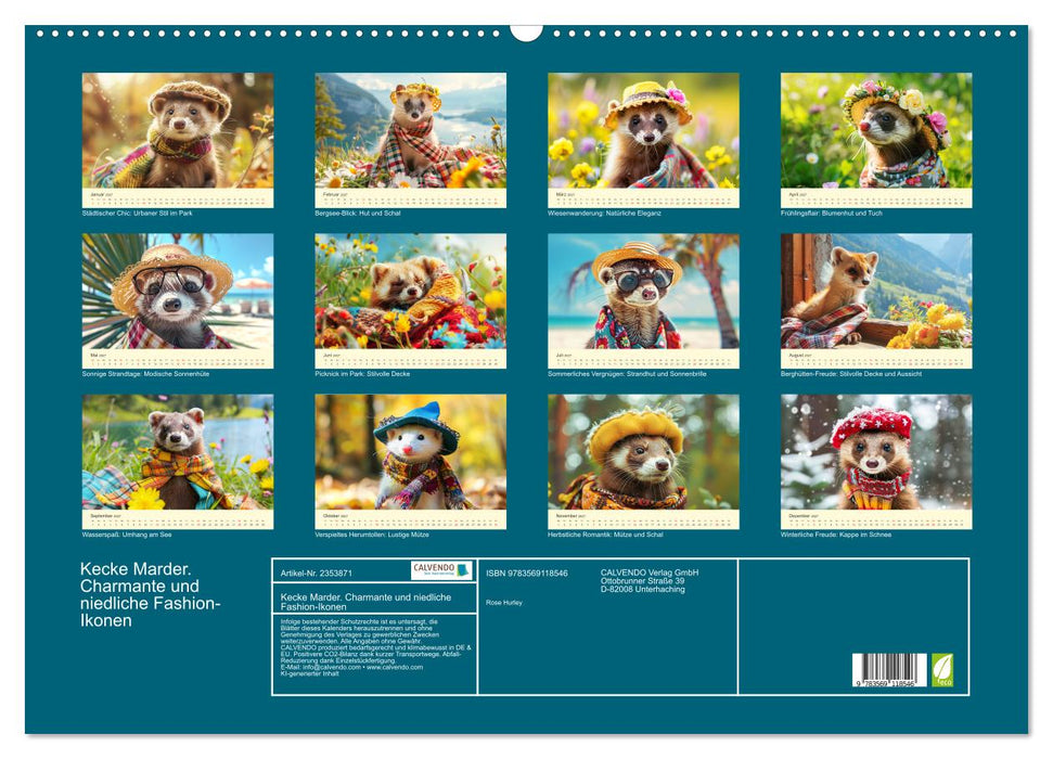 Kecke Marder. Charmante und niedliche Fashion-Ikonen (CALVENDO Wandkalender 2027)