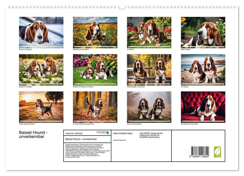 Basset Hound - unverkennbar (CALVENDO Premium Wandkalender 2027)