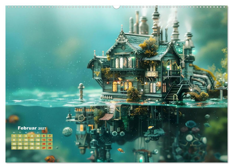 Miniaturwelt Faszinierend winzige Häuser im Steampunk-Stil (CALVENDO Wandkalender 2027)