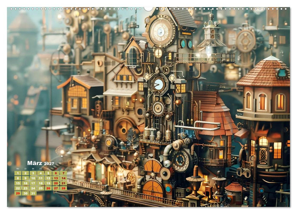 Miniaturwelt Faszinierend winzige Häuser im Steampunk-Stil (CALVENDO Wandkalender 2027)