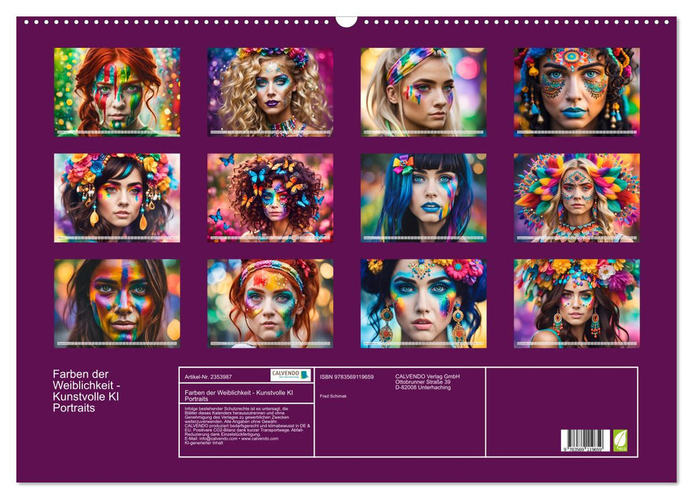 Farben der Weiblichkeit - Kunstvolle KI Portraits (CALVENDO Wandkalender 2027)