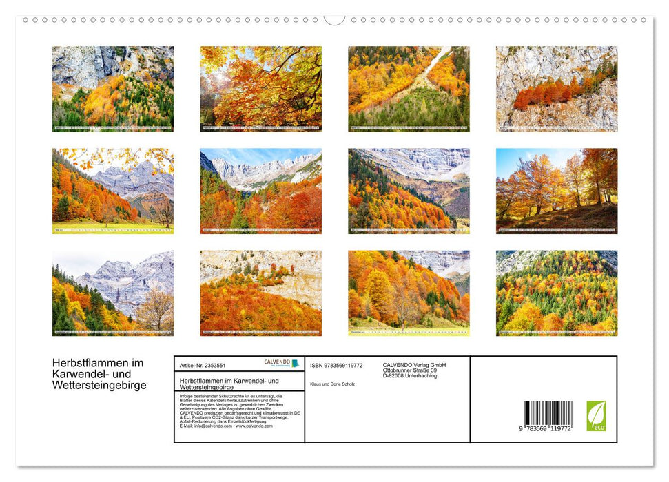 Herbstflammen im Karwendel- und Wettersteingebirge (CALVENDO Premium Wandkalender 2027)
