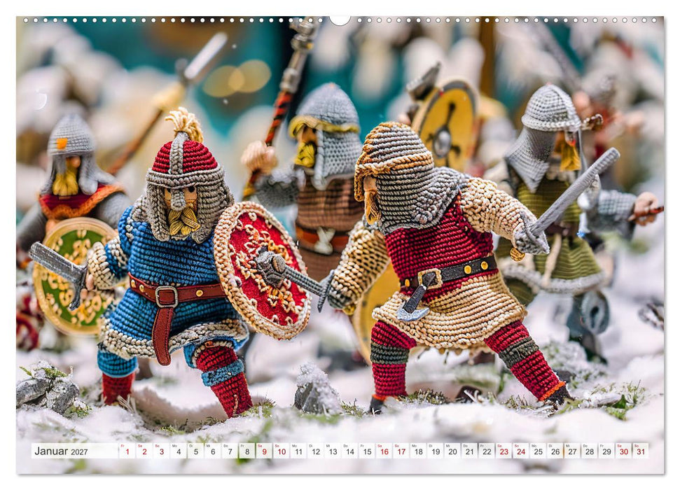 Zauberhafte Wikinger - Nordische Mythologie aus Häkel- und Strickwolle (CALVENDO Wandkalender 2027)