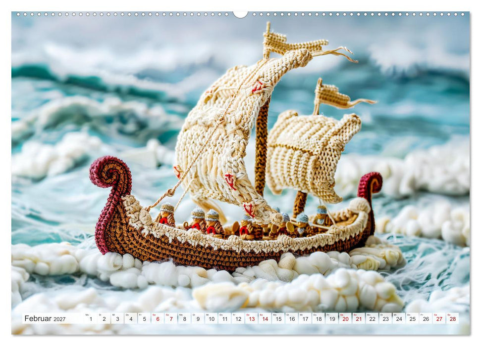 Zauberhafte Wikinger - Nordische Mythologie aus Häkel- und Strickwolle (CALVENDO Wandkalender 2027)