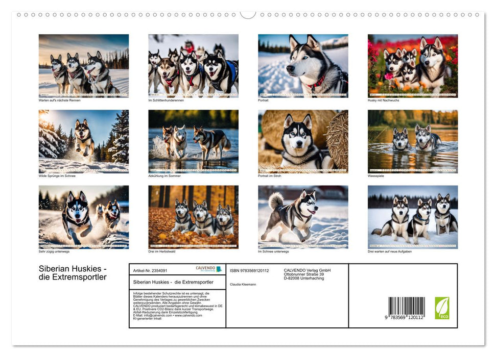 Siberian Huskies - die Extremsportler (CALVENDO Premium Wandkalender 2027)