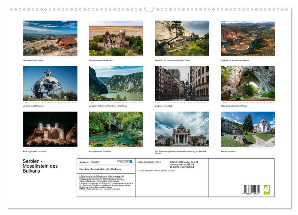 Serbien - Mosaikstein des Balkans (CALVENDO Wandkalender 2027)