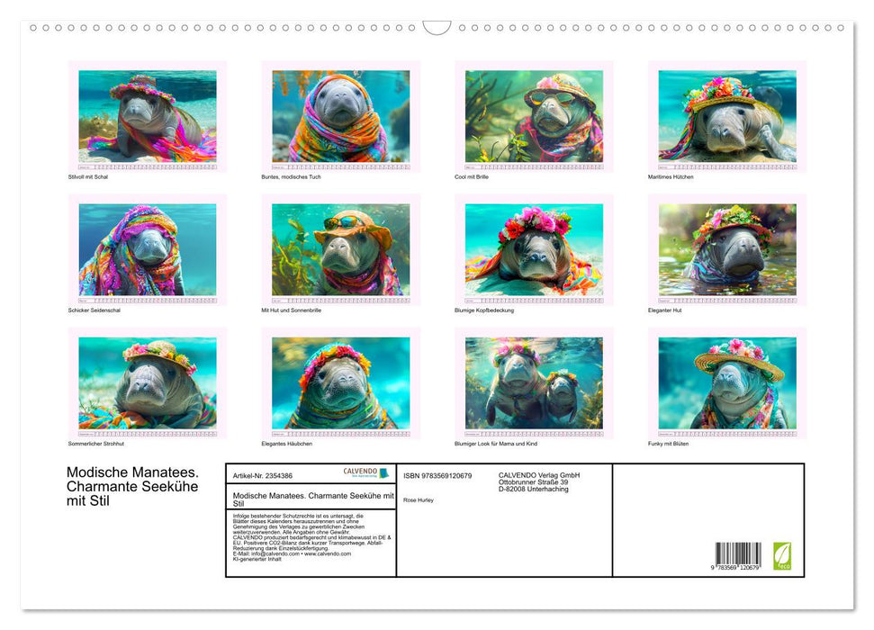 Modische Manatees. Charmante Seekühe mit Stil (CALVENDO Wandkalender 2027)