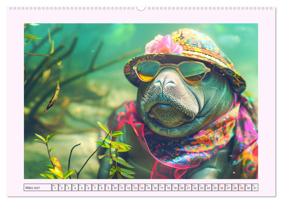 Modische Manatees. Charmante Seekühe mit Stil (CALVENDO Wandkalender 2027)