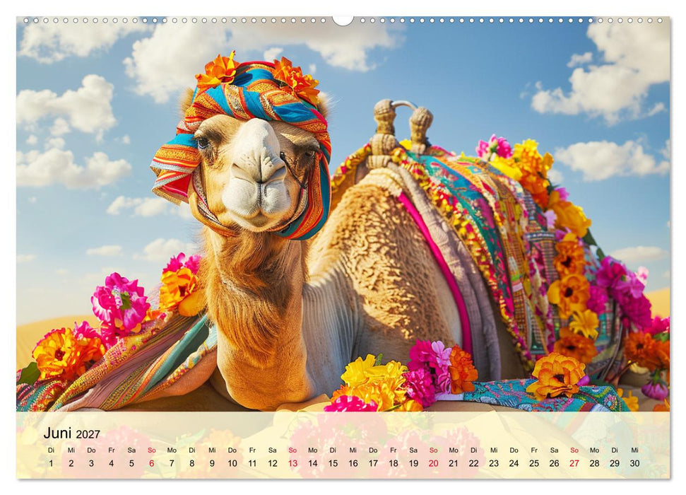 Modische Kamele in der Wüste. Extravagante Highlights (CALVENDO Premium Wandkalender 2027)