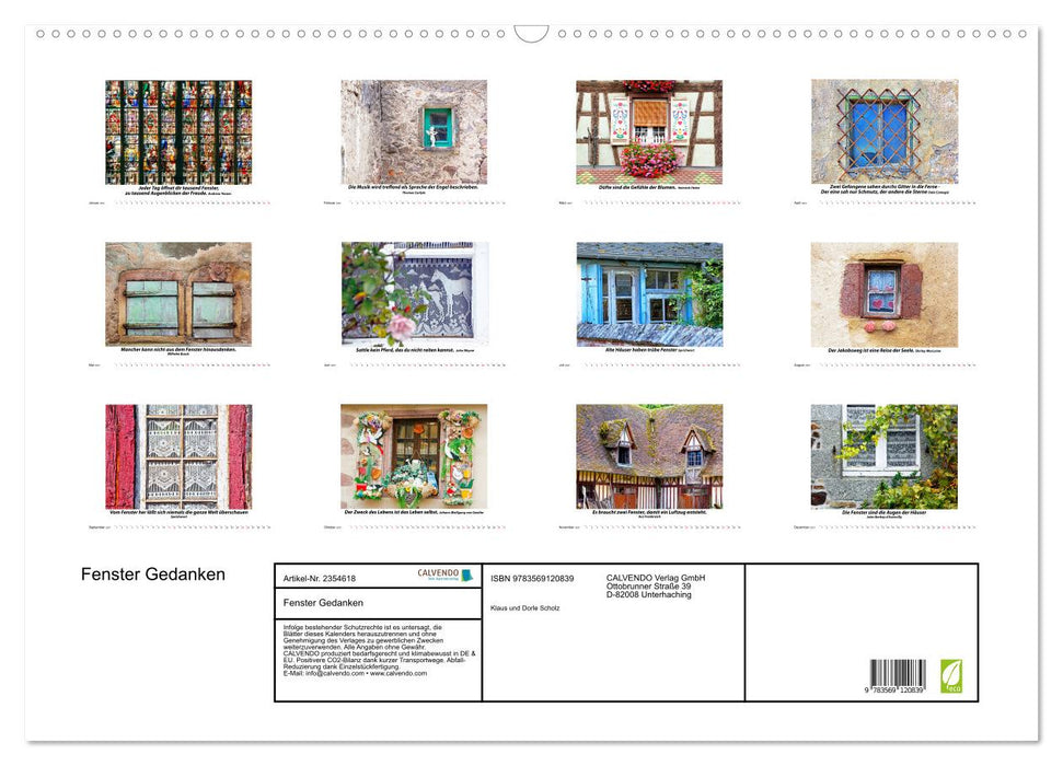 Fenster Gedanken (CALVENDO Wandkalender 2027)