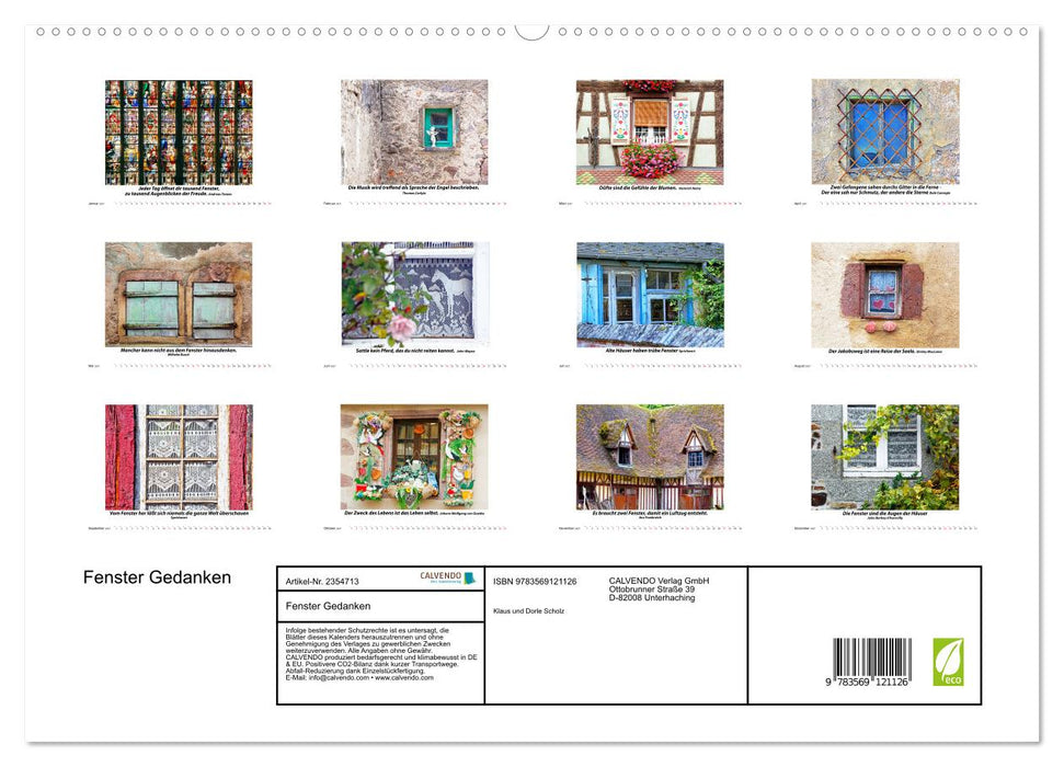 Fenster Gedanken (CALVENDO Premium Wandkalender 2027)